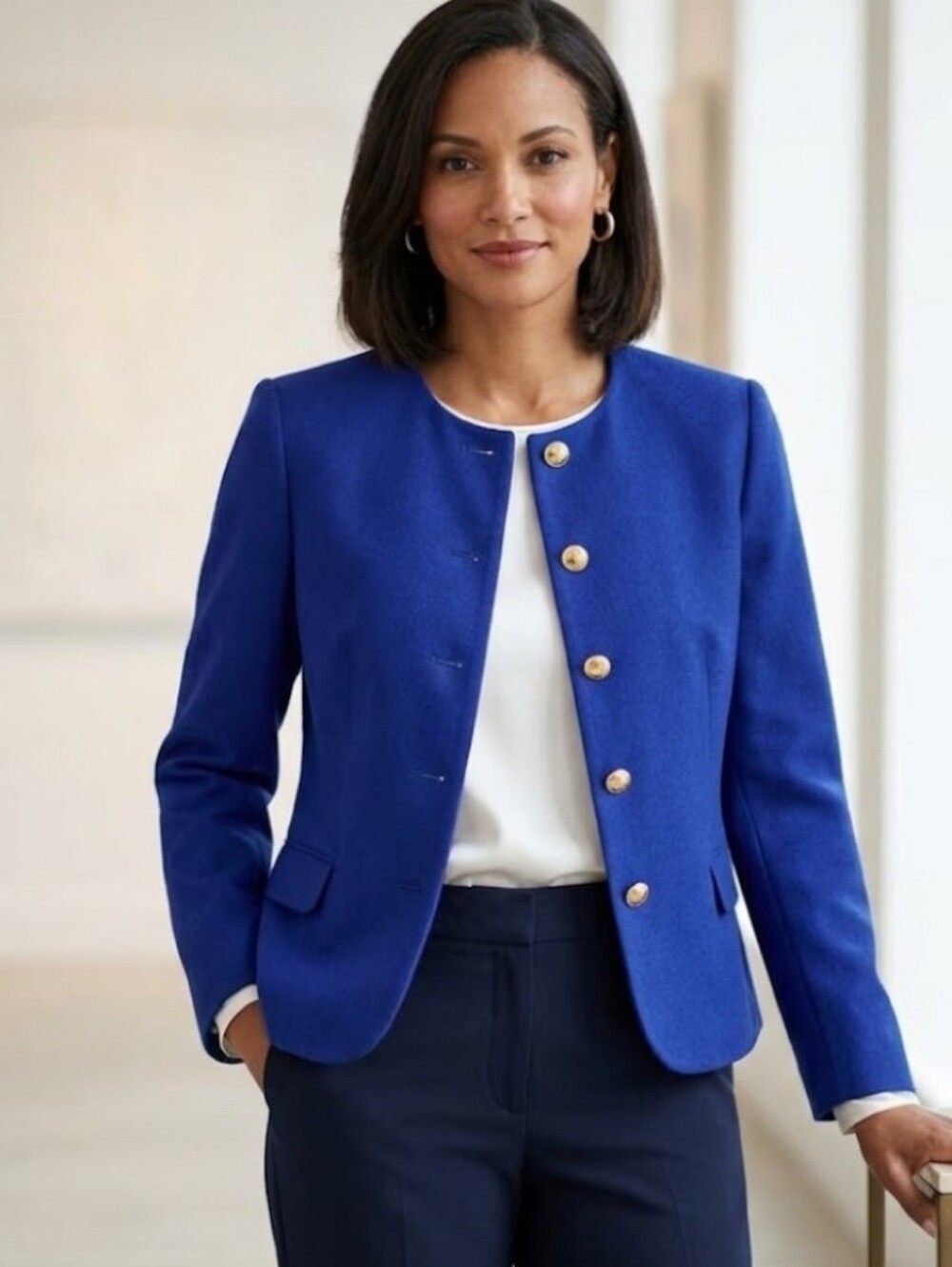 Talbots Vintage Wool Collarless Button Timeless Career Old Money Blazer Size 18